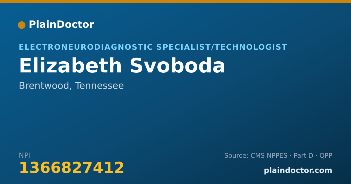 Shareable card for Elizabeth Svoboda - Electroneurodiagnostic Specialist/Technologist, Brentwood, TN