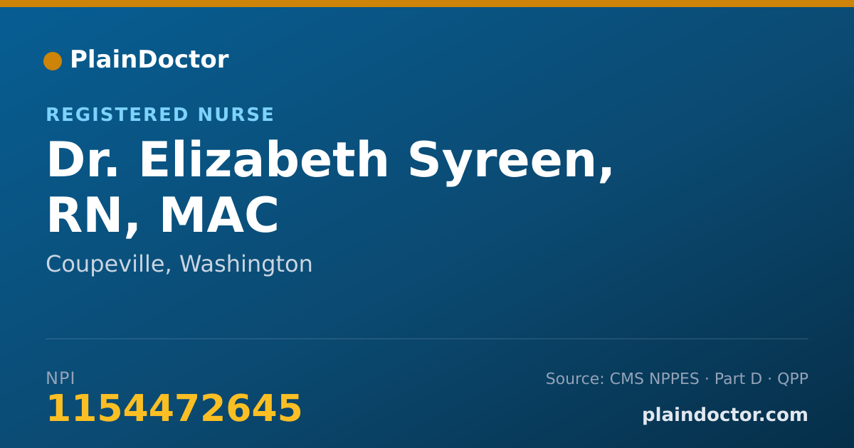 Shareable card for Elizabeth Syreen, RN, MAC - Registered Nurse, Coupeville, WA