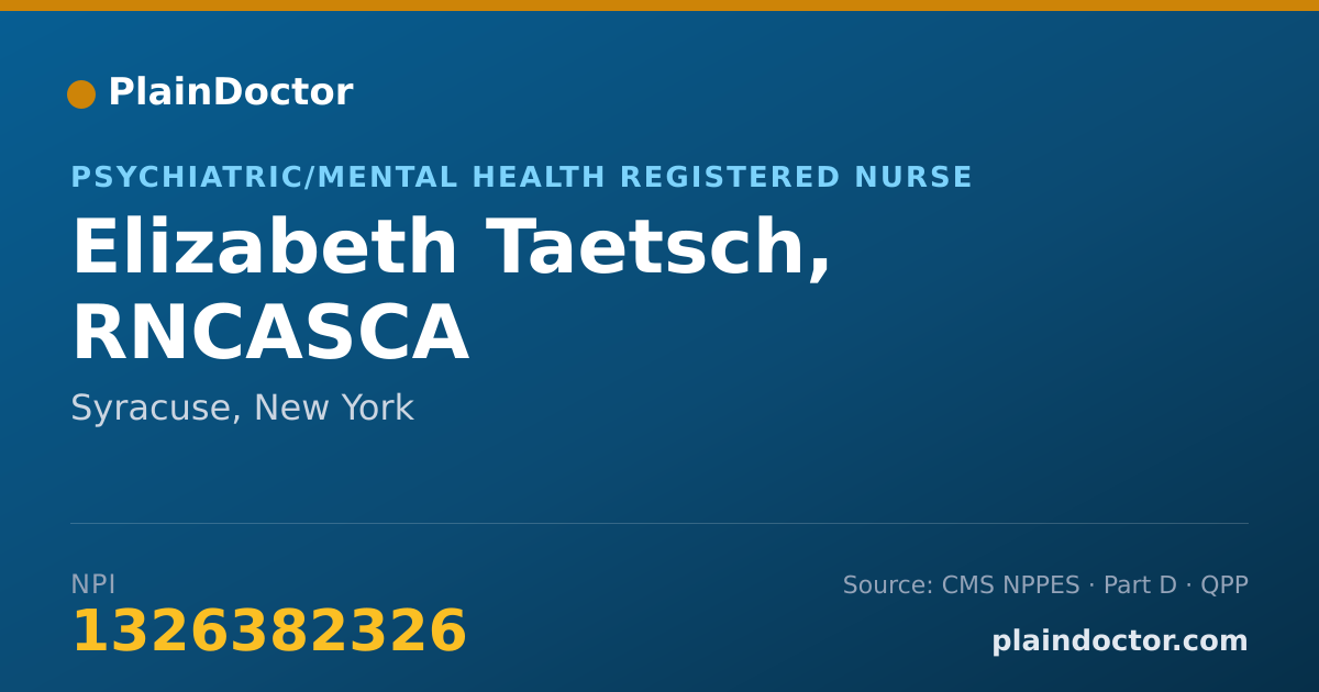 Shareable card for Elizabeth Taetsch, RNCASCA - Psychiatric/Mental Health Registered Nurse, Syracuse, NY