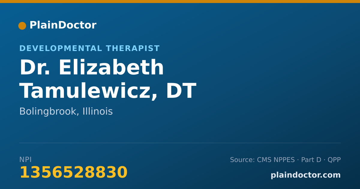 Shareable card for Elizabeth Tamulewicz, DT - Developmental Therapist, Bolingbrook, IL