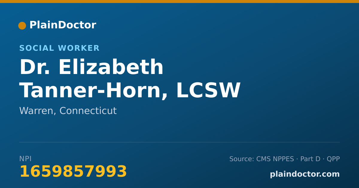 Shareable card for Elizabeth Tanner-Horn, LCSW - Social Worker, Warren, CT