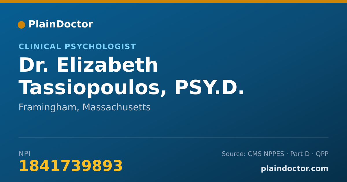 Shareable card for Elizabeth Tassiopoulos, PSY.D. - Clinical Psychologist, Framingham, MA