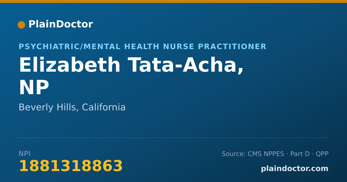 Shareable card for Elizabeth Tata-Acha, NP - Psychiatric/Mental Health Nurse Practitioner, Beverly Hills, CA