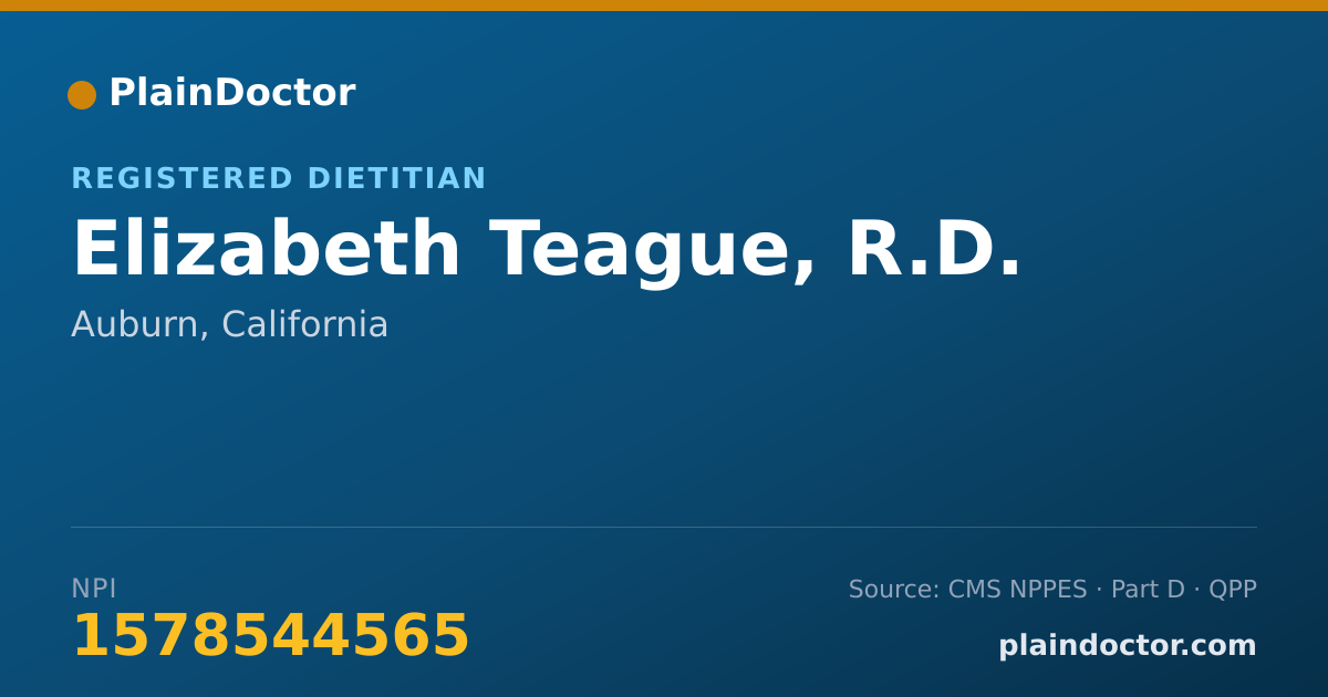 Shareable card for Elizabeth Teague, R.D. - Registered Dietitian, Auburn, CA
