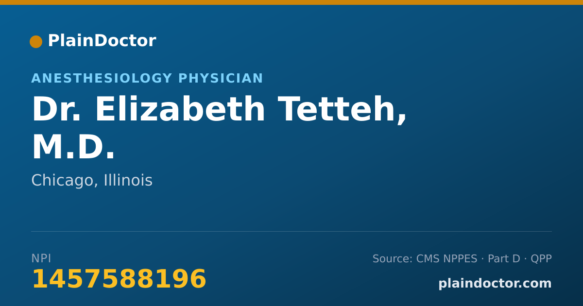 Shareable card for Elizabeth Tetteh, M.D. - Anesthesiology Physician, Chicago, IL