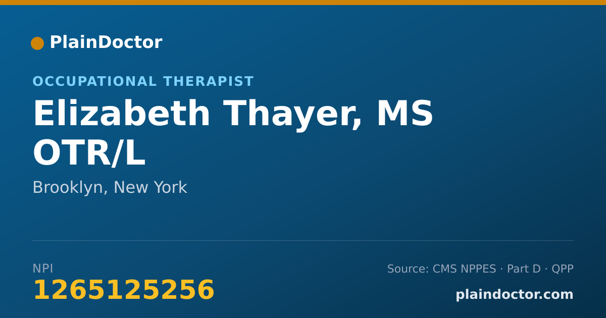 Shareable card for Elizabeth Thayer, MS OTR/L - Occupational Therapist, Brooklyn, NY