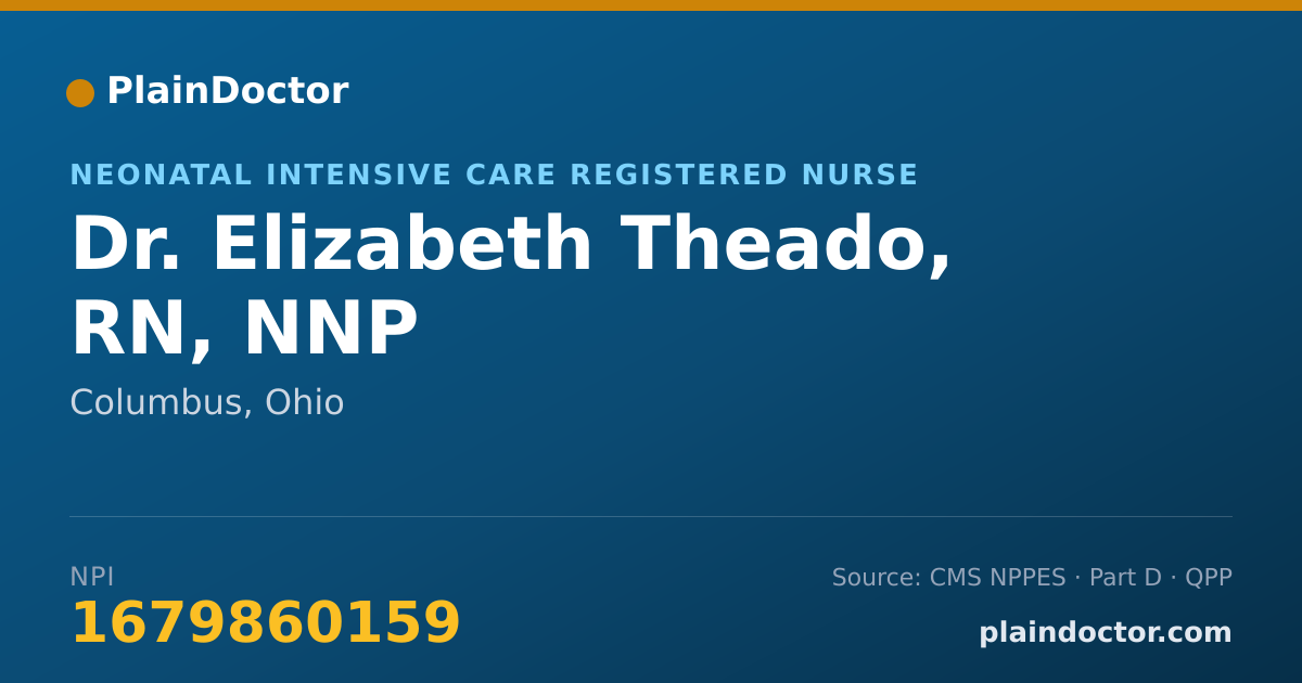 Shareable card for Elizabeth Theado, RN, NNP - Neonatal Intensive Care Registered Nurse, Columbus, OH