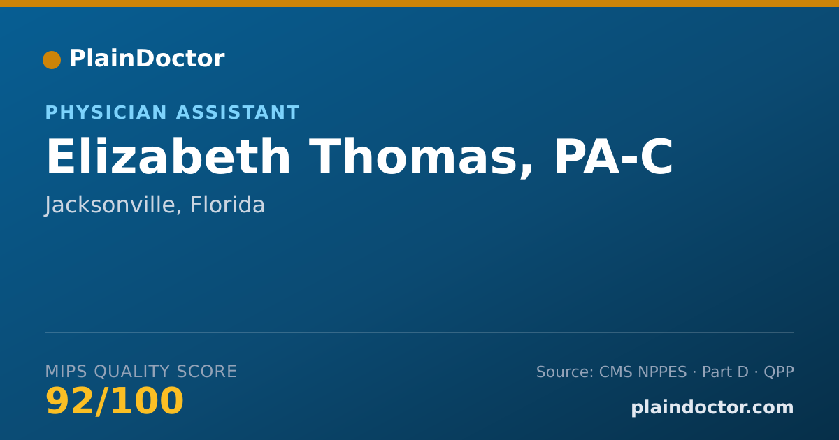 Shareable card for Elizabeth Thomas, PA-C - Physician Assistant, Jacksonville, FL