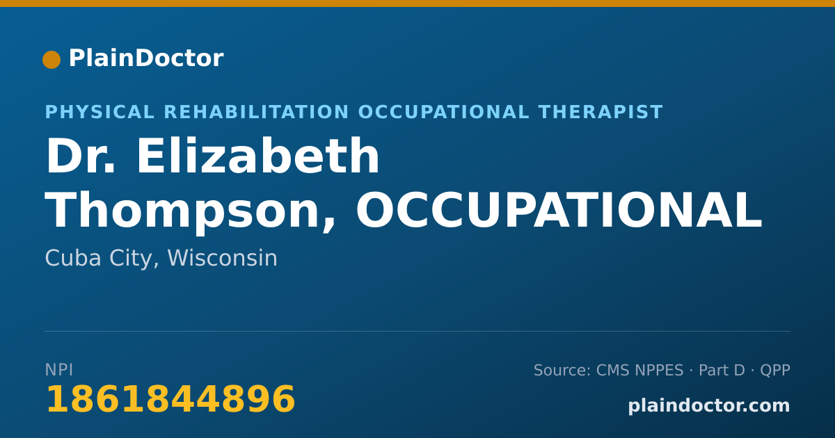 Shareable card for Elizabeth Thompson, OCCUPATIONAL THERAPI - Physical Rehabilitation Occupational Therapist, Cuba City, WI