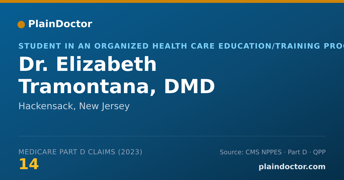 Shareable card for Elizabeth Tramontana, DMD - Student in an Organized Health Care Education/Training Program, Hackensack, NJ