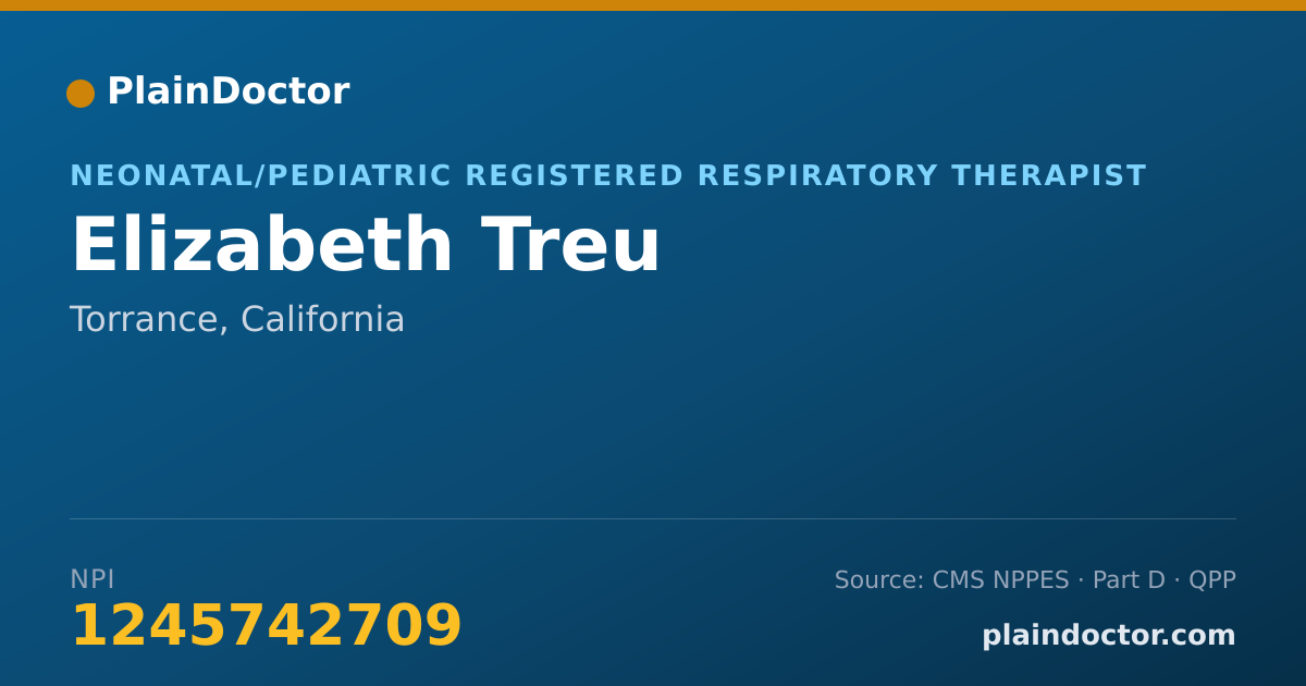Shareable card for Elizabeth Treu - Neonatal/Pediatric Registered Respiratory Therapist, Torrance, CA