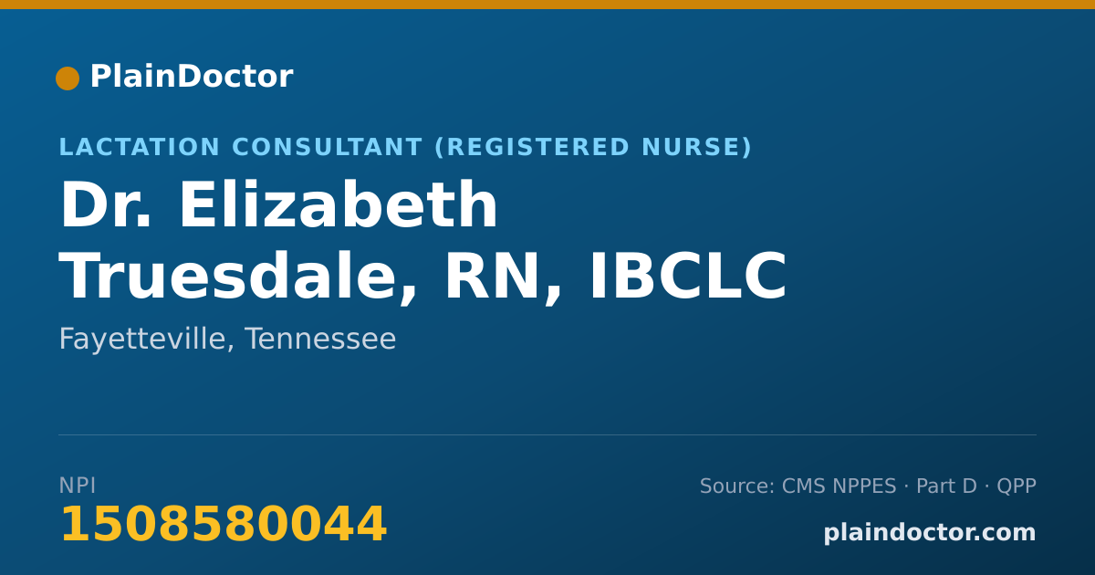 Shareable card for Elizabeth Truesdale, RN, IBCLC - Lactation Consultant (Registered Nurse), Fayetteville, TN