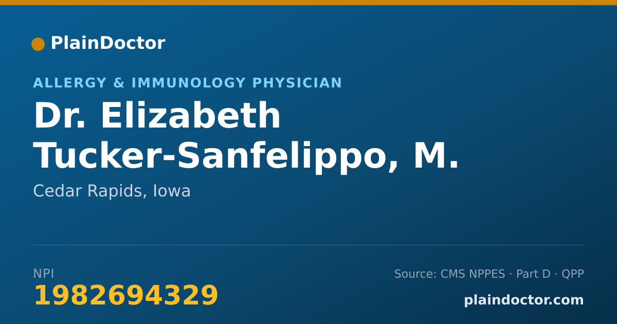 Shareable card for Elizabeth Tucker-Sanfelippo, M. D. - Allergy & Immunology Physician, Cedar Rapids, IA