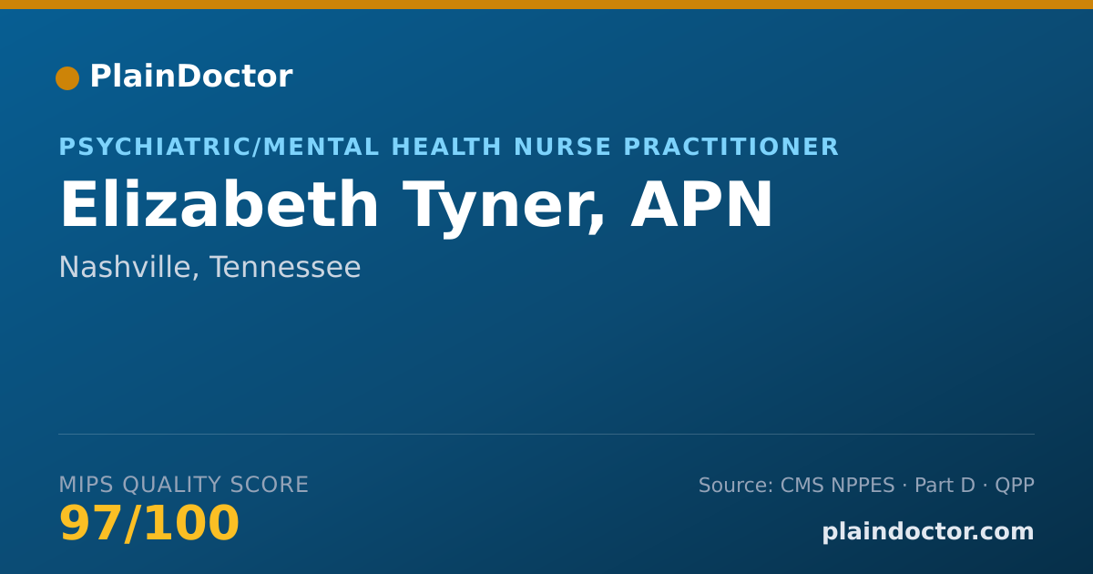 Shareable card for Elizabeth Tyner, APN - Adult Health Nurse Practitioner, Nashville, TN