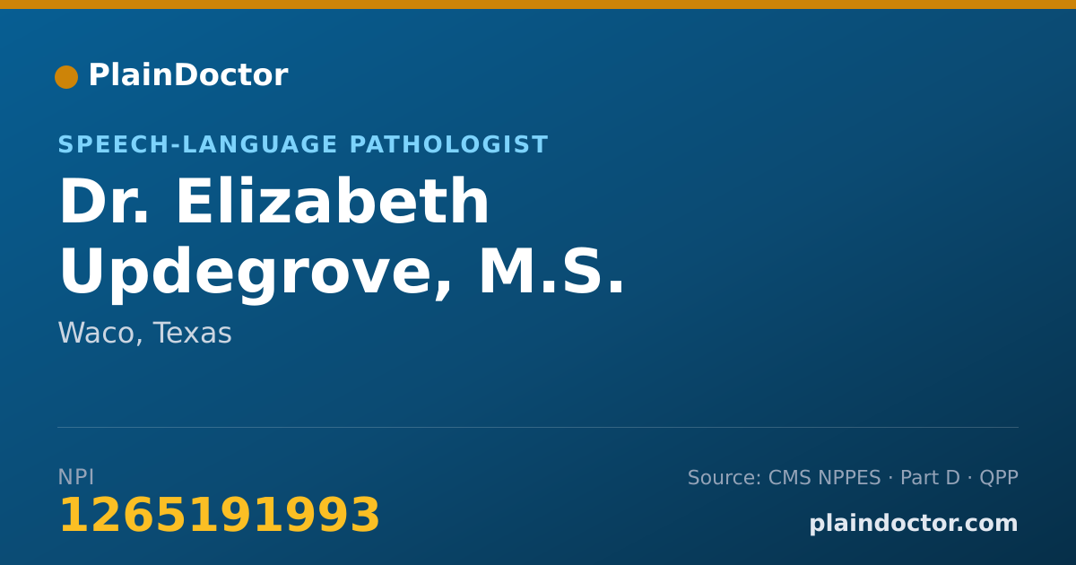 Shareable card for Elizabeth Updegrove, M.S. CCC-SLP - Speech-Language Pathologist, Waco, TX