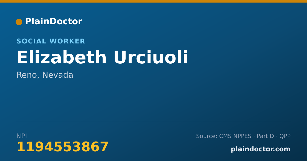 Shareable card for Elizabeth Urciuoli - Social Worker, Reno, NV