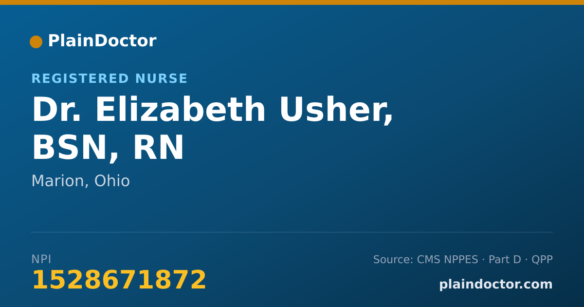 Shareable card for Elizabeth Usher, BSN, RN - Registered Nurse, Marion, OH