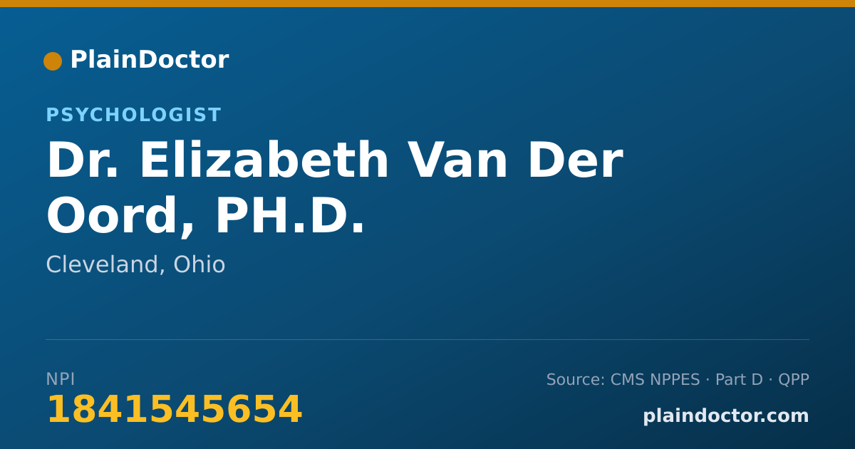 Shareable card for Elizabeth Van Der Oord, PH.D. - Psychologist, Cleveland, OH