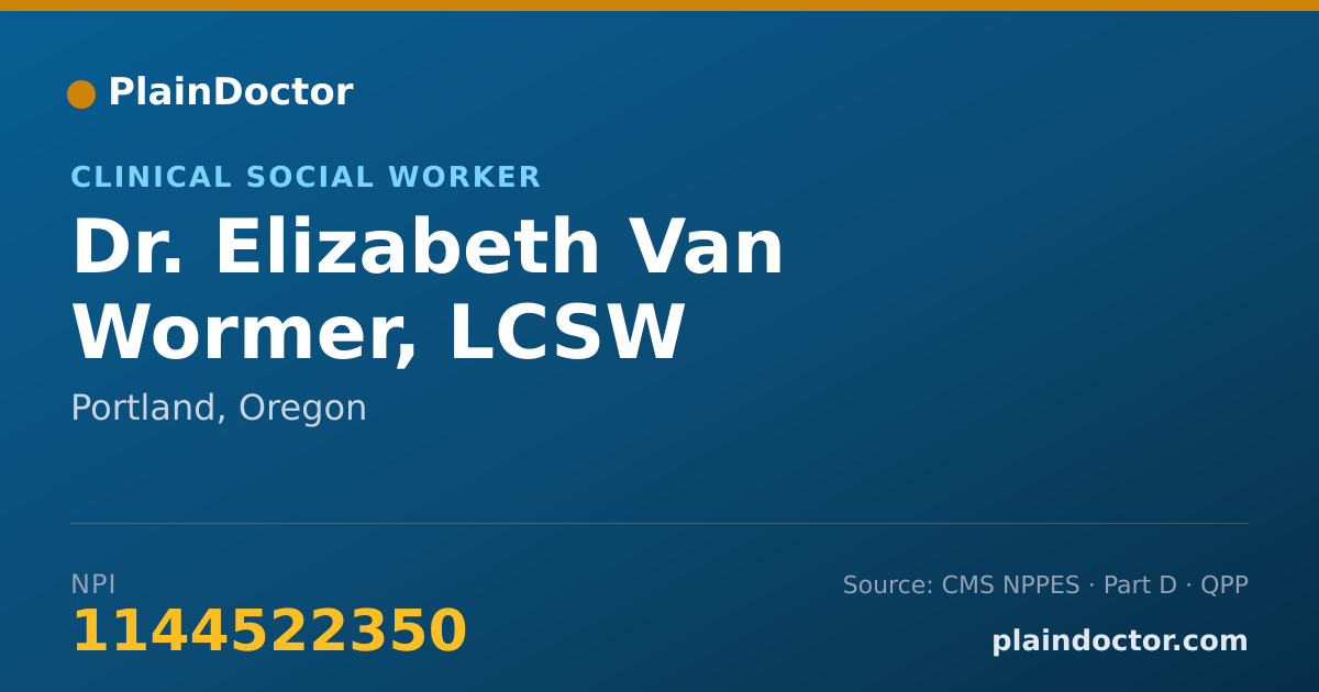Shareable card for Elizabeth Van Wormer, LCSW - Clinical Social Worker, Portland, OR