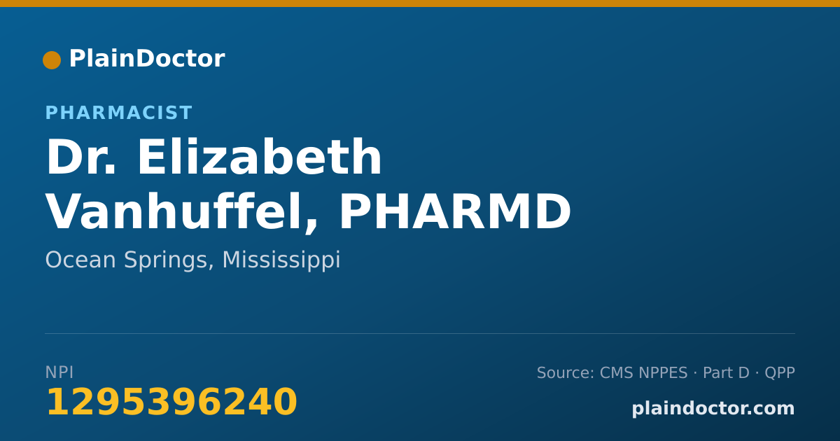 Shareable card for Elizabeth Vanhuffel, PHARMD - Pharmacist, Ocean Springs, MS