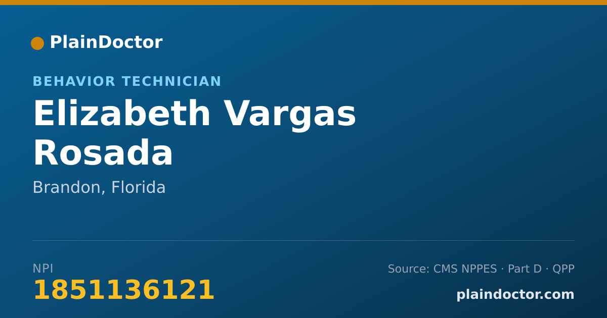 Shareable card for Elizabeth Vargas Rosada - Behavior Technician, Brandon, FL
