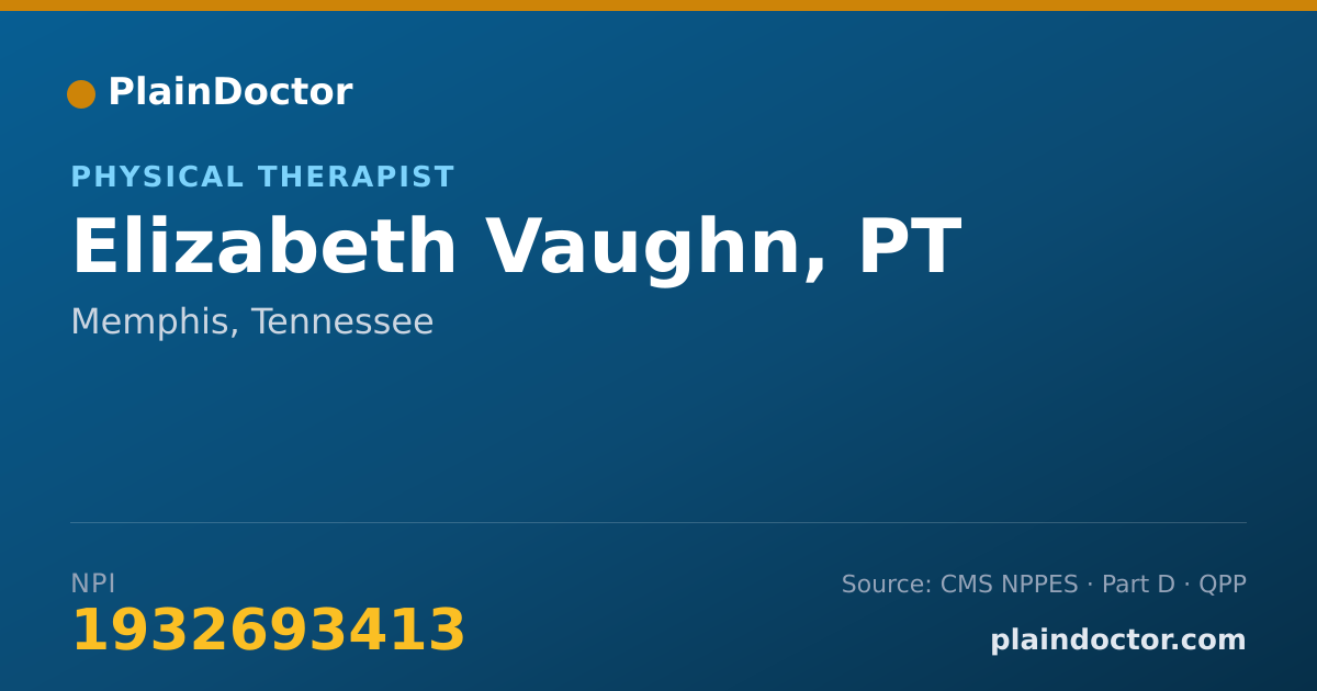Shareable card for Elizabeth Vaughn, PT - Physical Therapist, Memphis, TN