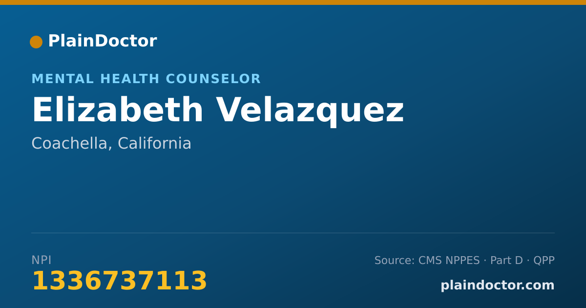 Shareable card for Elizabeth Velazquez - Mental Health Counselor, Coachella, CA