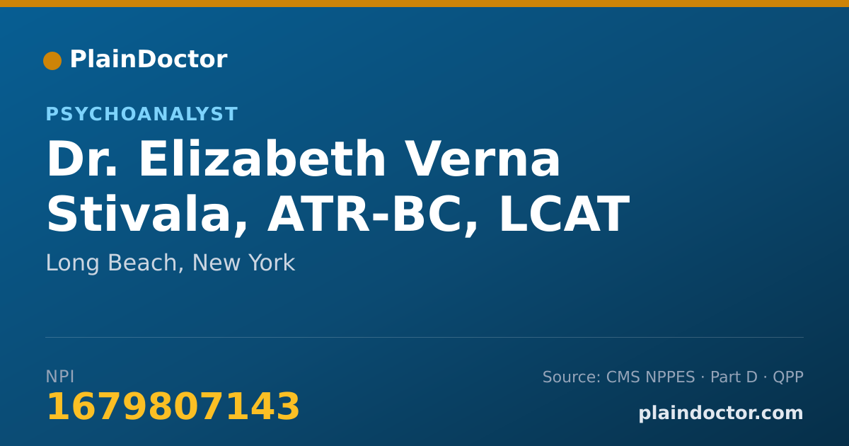 Shareable card for Elizabeth Verna Stivala, ATR-BC, LCAT - Psychoanalyst, Long Beach, NY