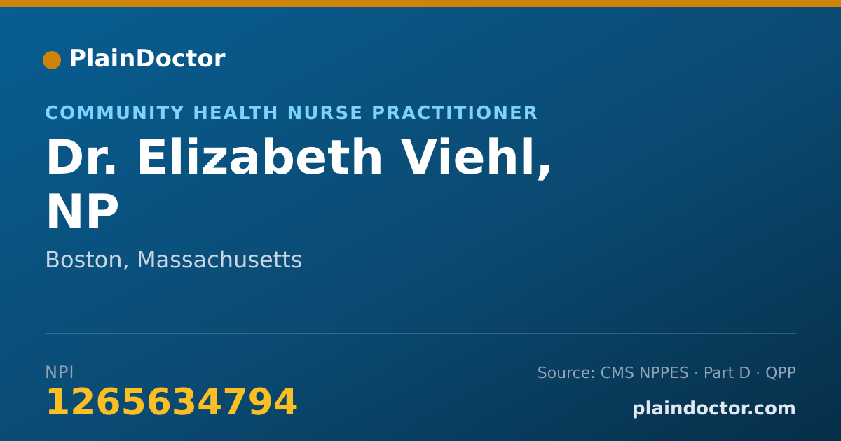 Shareable card for Elizabeth Viehl, NP - Community Health Nurse Practitioner, Boston, MA