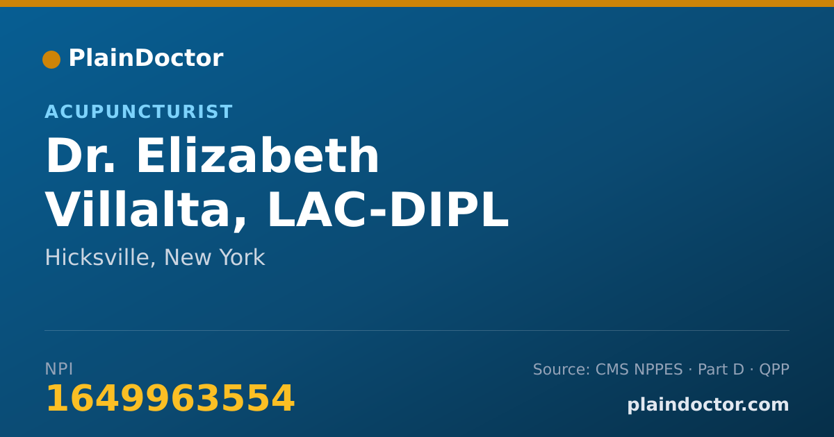 Shareable card for Elizabeth Villalta, LAC-DIPL - Acupuncturist, Hicksville, NY