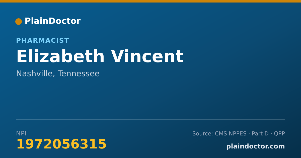 Shareable card for Elizabeth Vincent - Pharmacist, Nashville, TN