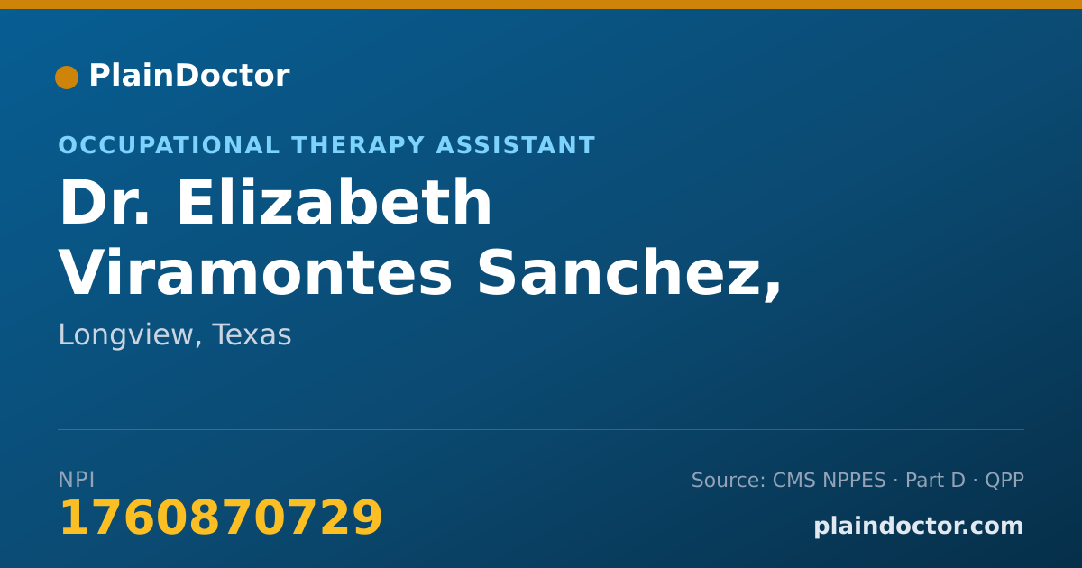 Shareable card for Elizabeth Viramontes Sanchez, COTA - Occupational Therapy Assistant, Longview, TX