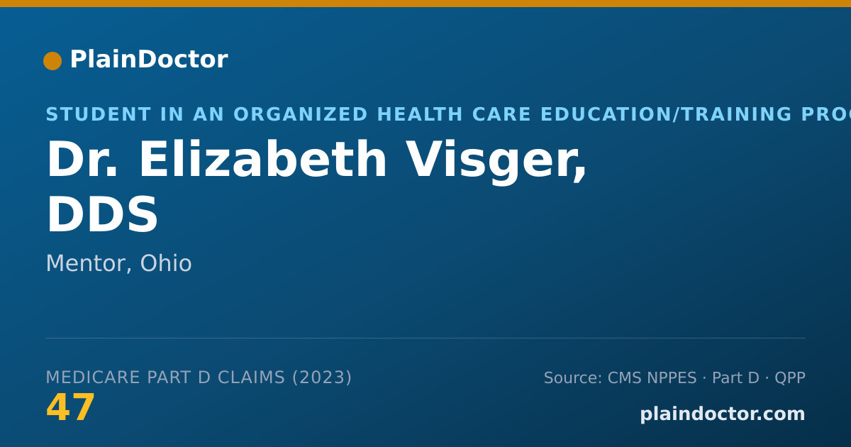 Shareable card for Elizabeth Visger, DDS - Student in an Organized Health Care Education/Training Program, Mentor, OH