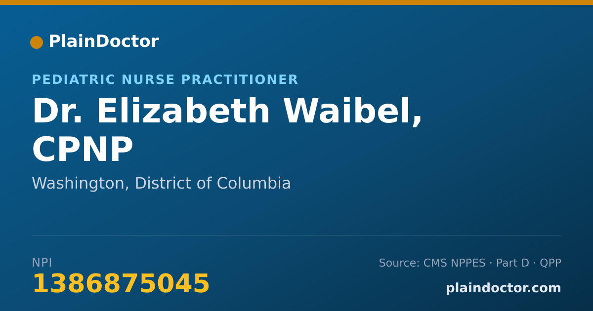 Shareable card for Elizabeth Waibel, CPNP - Pediatric Nurse Practitioner, Washington, DC