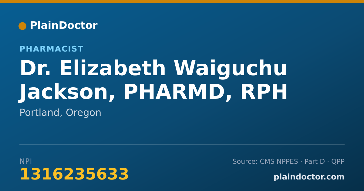 Shareable card for Elizabeth Waiguchu Jackson, PHARMD, RPH - Pharmacist, Portland, OR