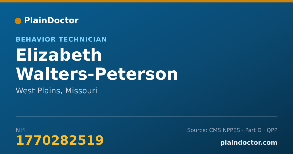 Shareable card for Elizabeth Walters-Peterson - Behavior Technician, West Plains, MO