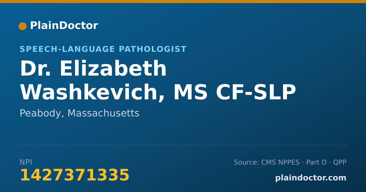 Shareable card for Elizabeth Washkevich, MS CF-SLP - Speech-Language Pathologist, Peabody, MA