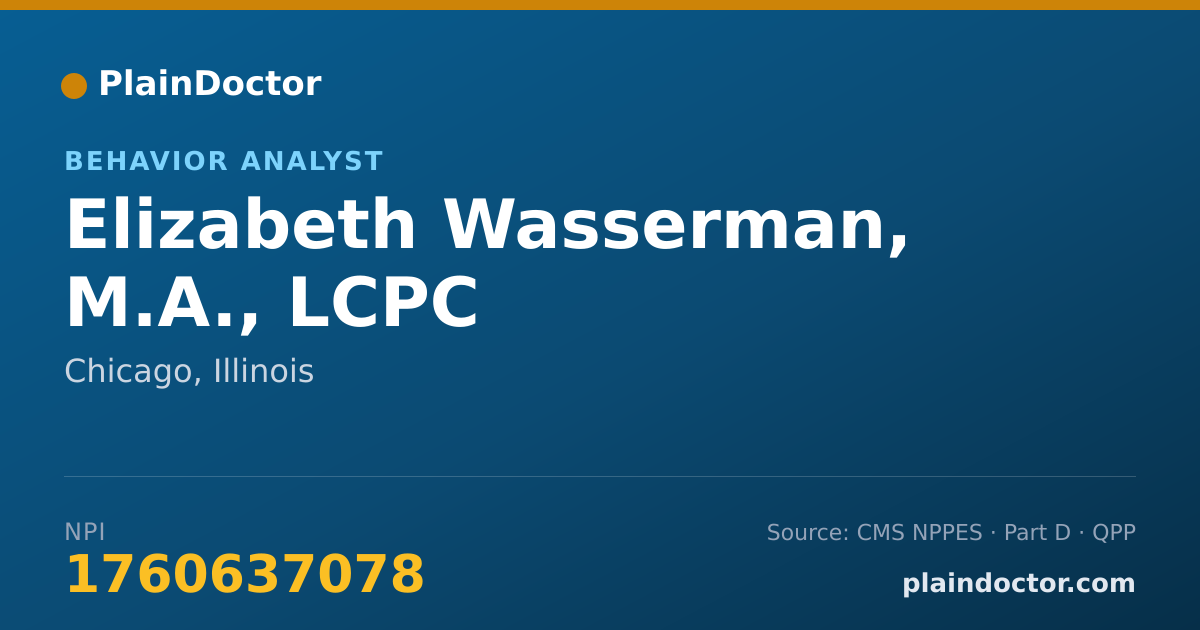 Shareable card for Elizabeth Wasserman, M.A., LCPC - Behavior Analyst, Chicago, IL
