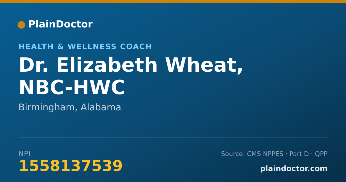 Shareable card for Elizabeth Wheat, NBC-HWC - Health & Wellness Coach, Birmingham, AL