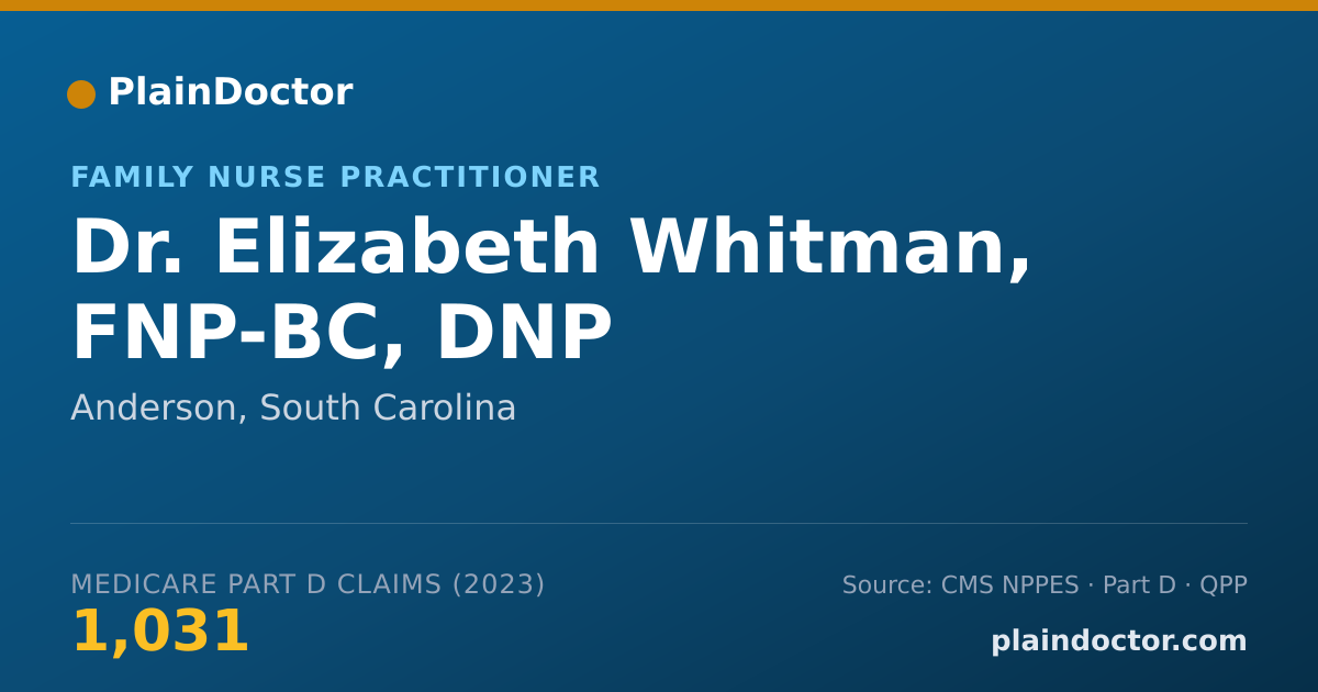 Shareable card for Elizabeth Whitman, FNP-BC, DNP - Family Nurse Practitioner, Anderson, SC