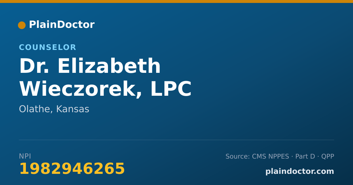 Shareable card for Elizabeth Wieczorek, LPC - Counselor, Olathe, KS