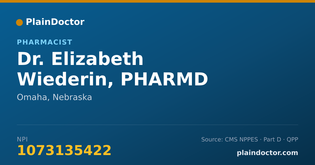 Shareable card for Elizabeth Wiederin, PHARMD - Pharmacist, Omaha, NE