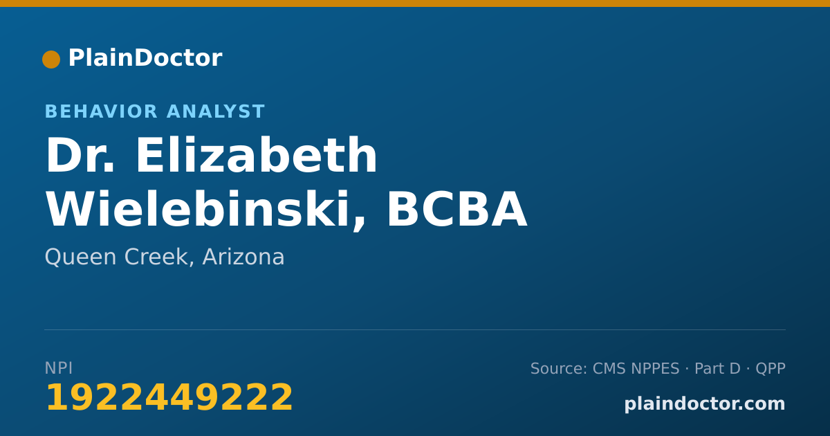 Shareable card for Elizabeth Wielebinski, BCBA - Behavior Analyst, Queen Creek, AZ