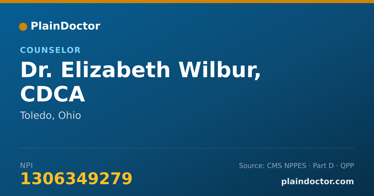 Shareable card for Elizabeth Wilbur, CDCA - Counselor, Toledo, OH