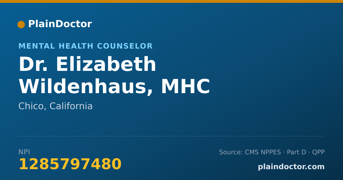 Shareable card for Elizabeth Wildenhaus, MHC - Mental Health Counselor, Chico, CA