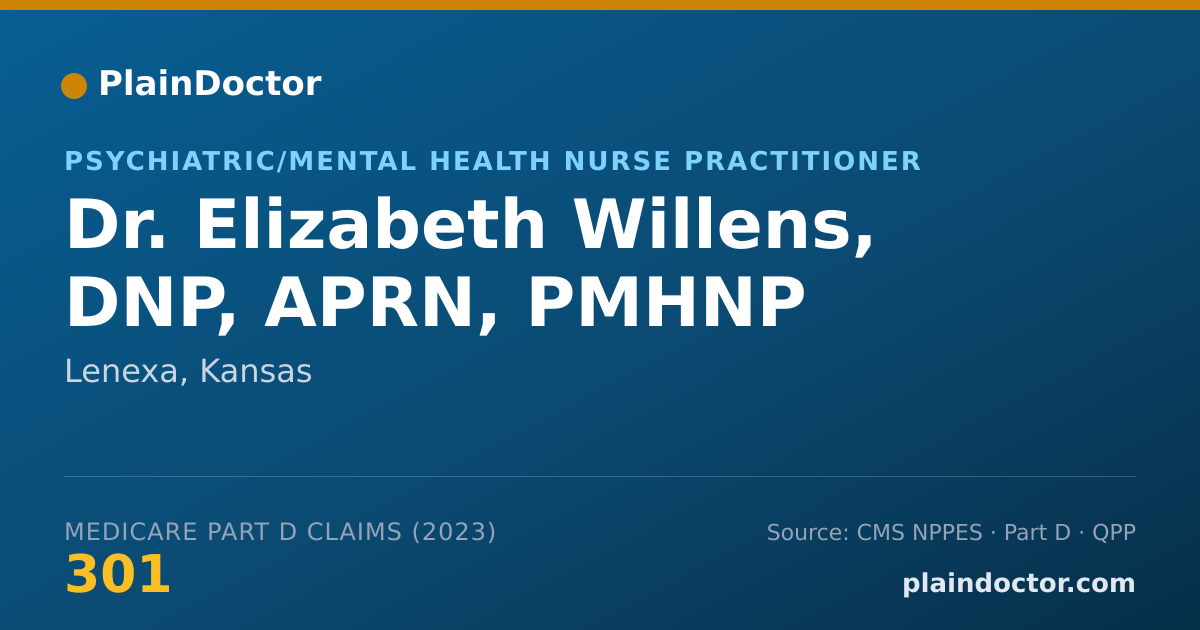 Shareable card for Elizabeth Willens, DNP, APRN, PMHNP - Psychiatric/Mental Health Nurse Practitioner, Lenexa, KS