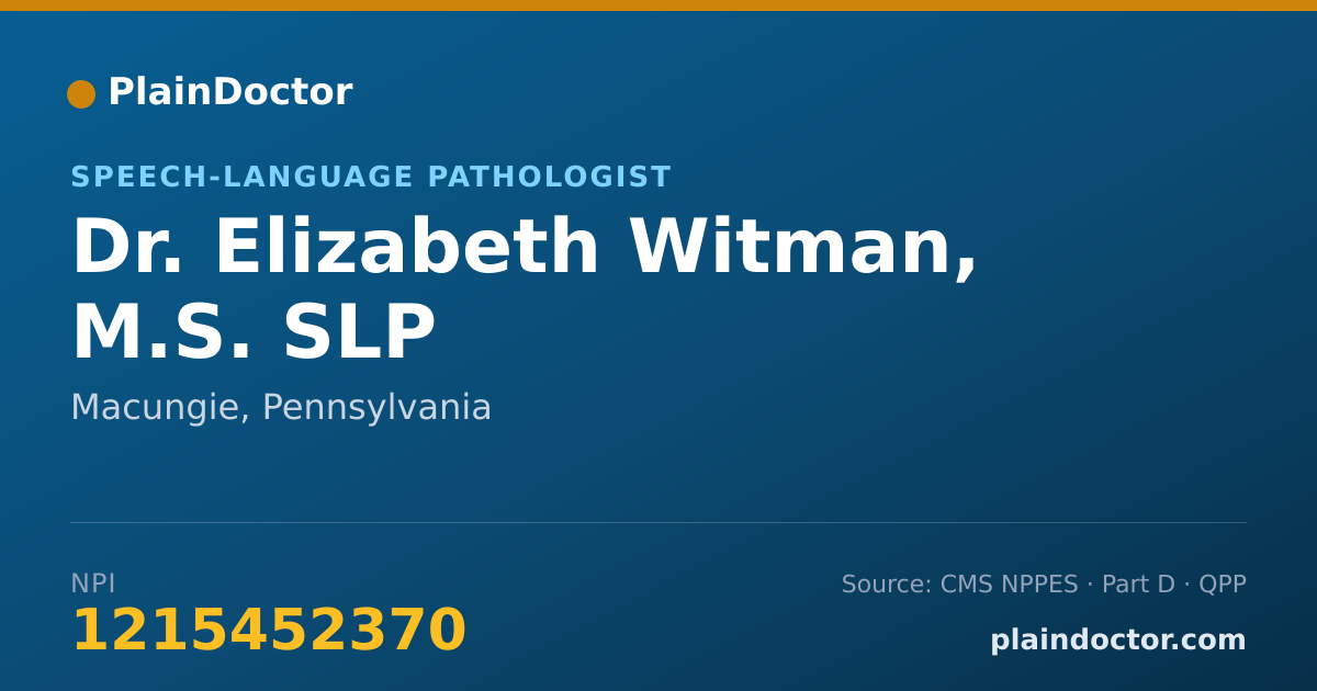 Shareable card for Elizabeth Witman, M.S. SLP - Speech-Language Pathologist, Macungie, PA