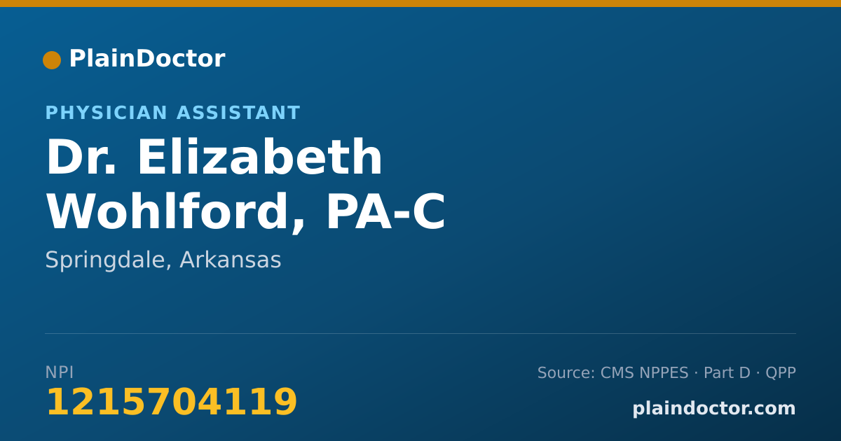 Shareable card for Elizabeth Wohlford, PA-C - Physician Assistant, Springdale, AR