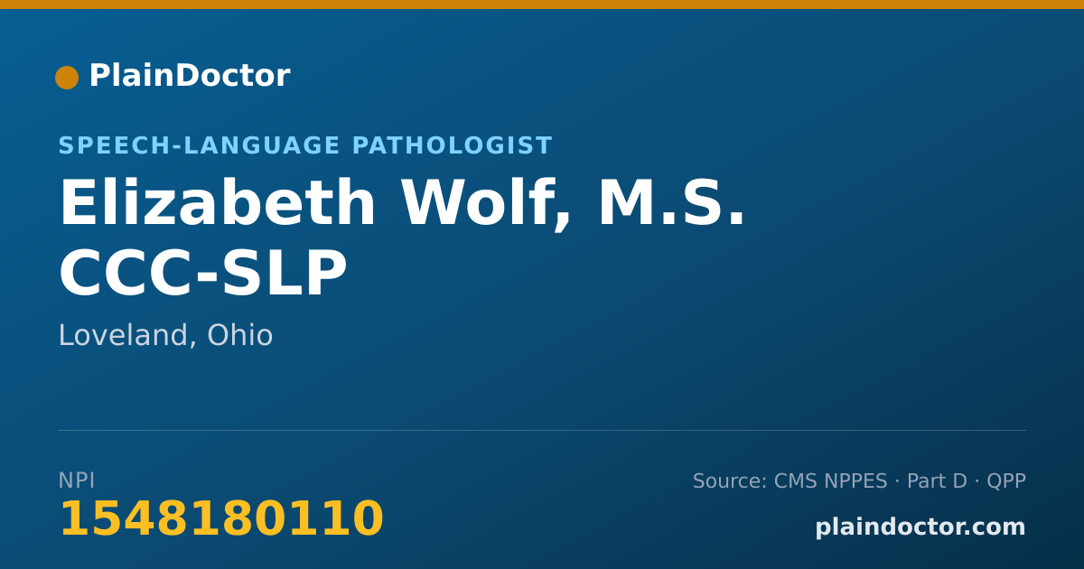 Shareable card for Elizabeth Wolf, M.S. CCC-SLP - Speech-Language Pathologist, Loveland, OH