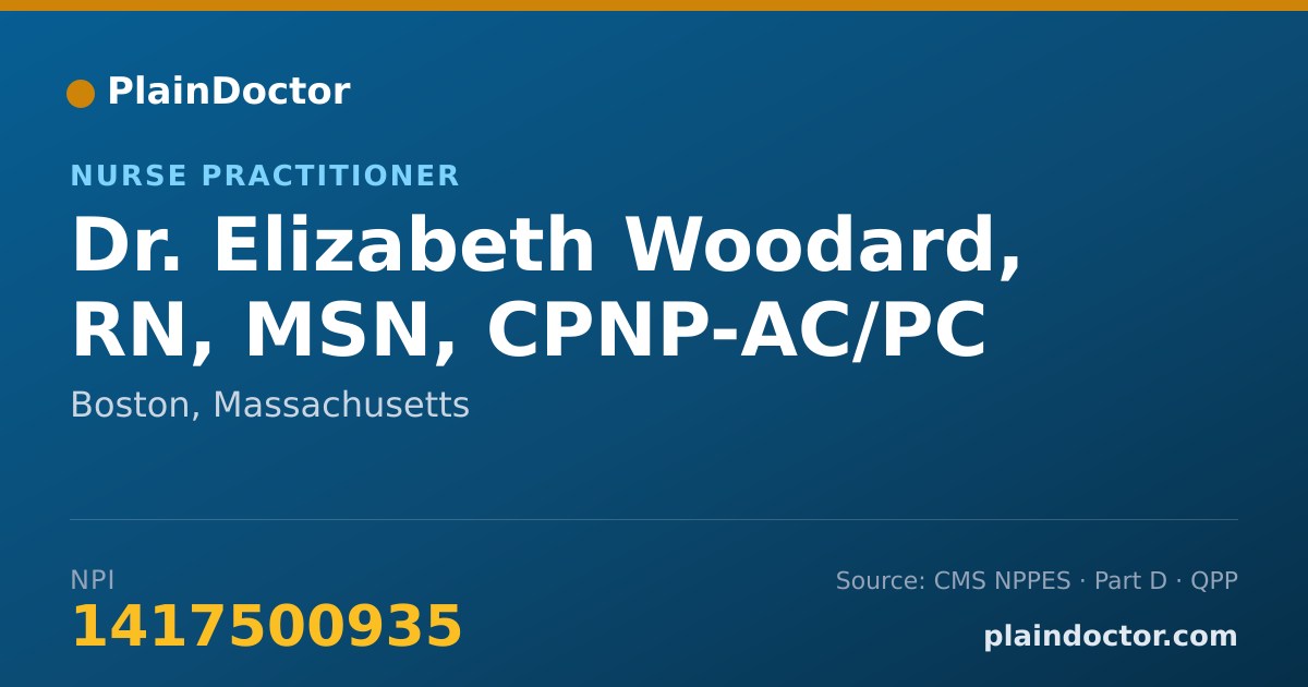 Shareable card for Elizabeth Woodard, RN, MSN, CPNP-AC/PC - Nurse Practitioner, Boston, MA